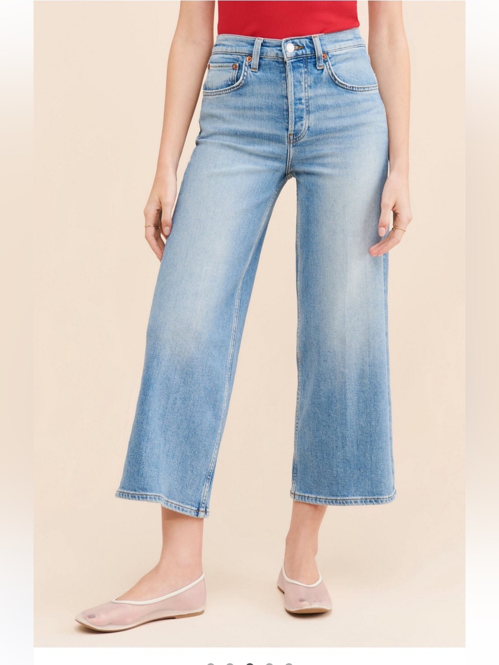 Redone High Rise Wide Leg Crop Jeans